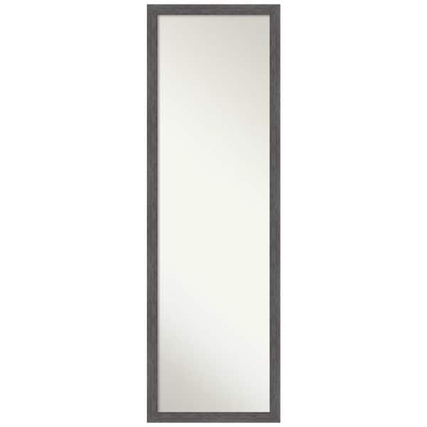 Amanti Art Pinstripe Plank 15.88 in. x 49.88 in. Modern Rectangle Framed Grey On the Door Mirror