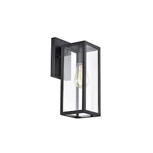 1-Light Black Outdoor Wall Lantern Sconce with Anti-Rust and Waterproof
