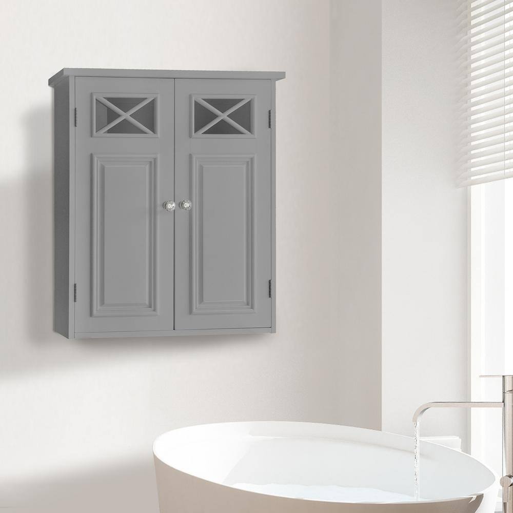 Teamson Home Dawson Wooden Bathroom Furniture Wall Medicine Storage Cabinet Grey