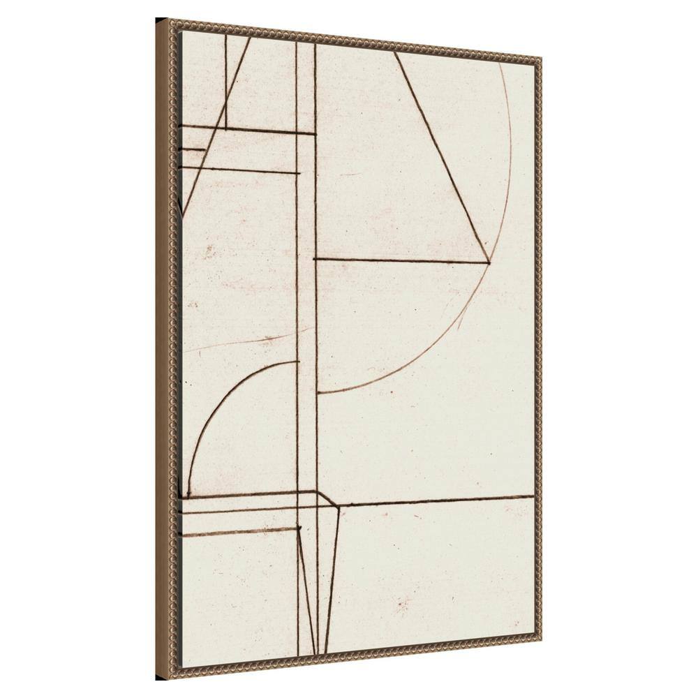 Abstract Geometric Lines Beaded Bronze Framed Canvas Art, 23" x 33"