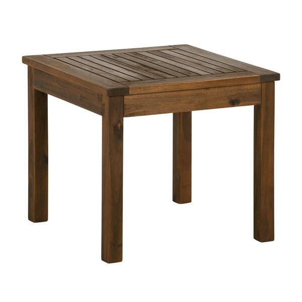 Walker Edison Furniture Company Dark Brown Square Acacia Wood Outdoor Side Table Hdwsstdb The Home Depot