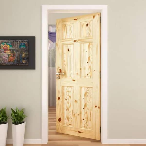 28 in. x 80 in. x 1.375 in. 6 Panel Colonial Double Hip Pine Interior Door Slab 28 in. x 80 in. x 1.375 in. 6 Panel Colonial Double Hip Pine Interior Door Slab
