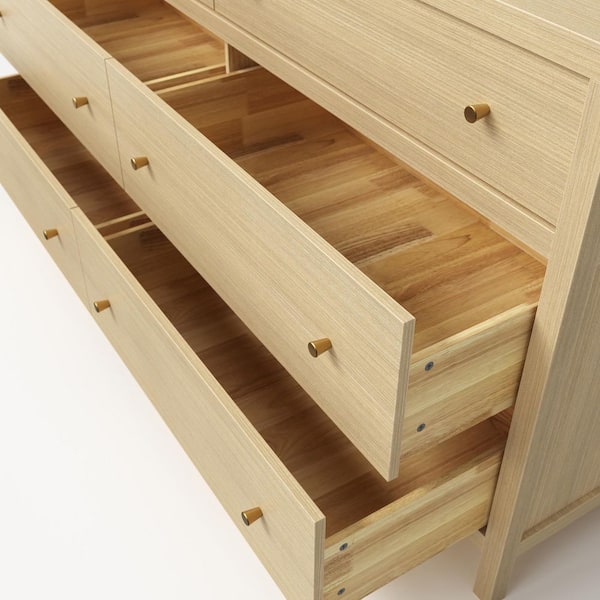 fully assembled dresser Furniture of America Elira Mid-Century Modern Walnut Wood 6-Drawer Dresser
