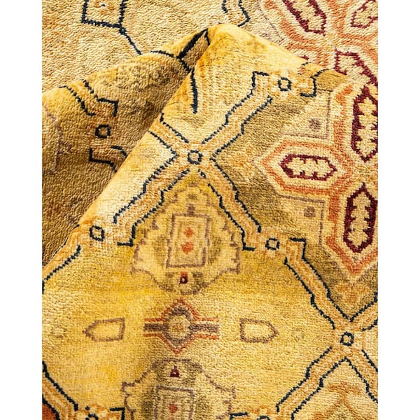 Eclectic Brown 9 ft. x 12 ft. Oriental Wool Indoor Area Rug