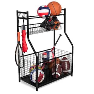Home Sports Equipment Black 3-Tier Steel Garage Storage Shelving Unit (16.75 in. W x 43 in. H x 30.73 in. D)