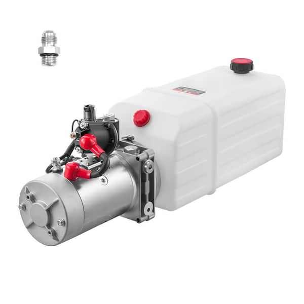 6 qt. Hydraulic Power Unit, Single Acting Dump Trailer Pump, 3200 PSI Max Relief Pressure and 0.91 GPM Flow Rate, White