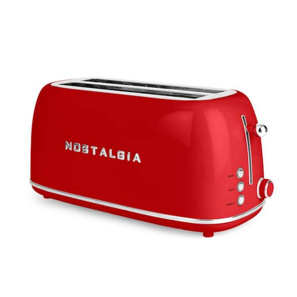 Classic Retro 1400-Watt 4-Slice Red Toaster