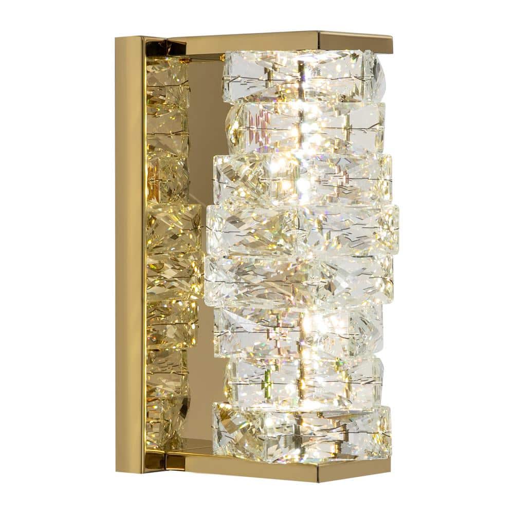 4.72 in. 1-Light Gold Modern Selectable LED Crystal Wall Light Vanity Light with Clear Crystal Shade for Bedside Hallway price history on PriceWatchPro