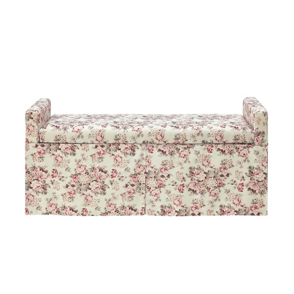 Rustic Manor Cierra Cluster Red Bench Upholstered Linen 50.2 L x 19.6 W x 22 H