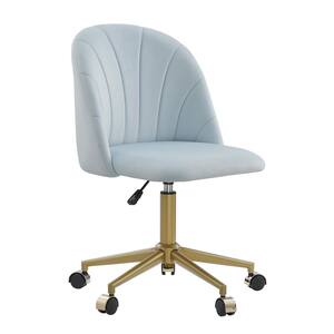 Gene Adjustable Blue Polyester Velvet Fabric Desk Chair