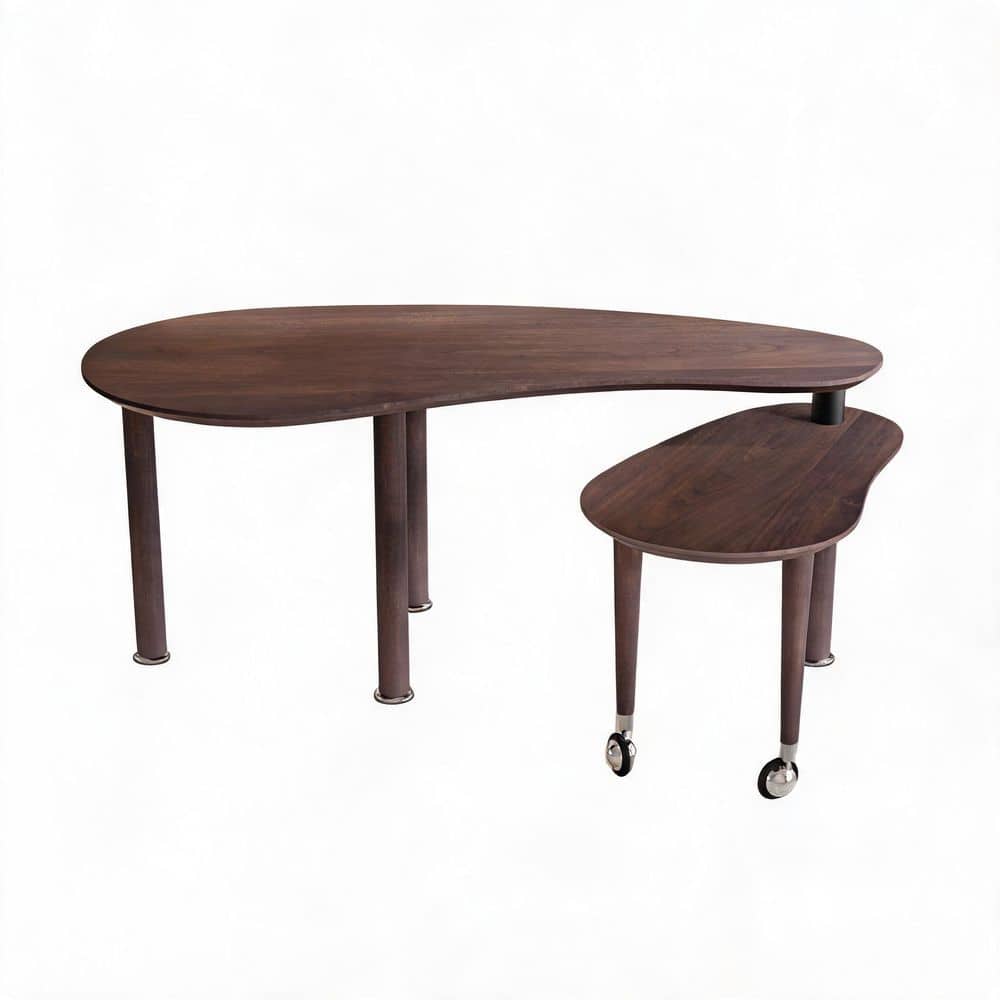 47.24 in. Brown Specialty MDF Coffee Table Set with Solid Wood Legs for Living Room, Bedroom