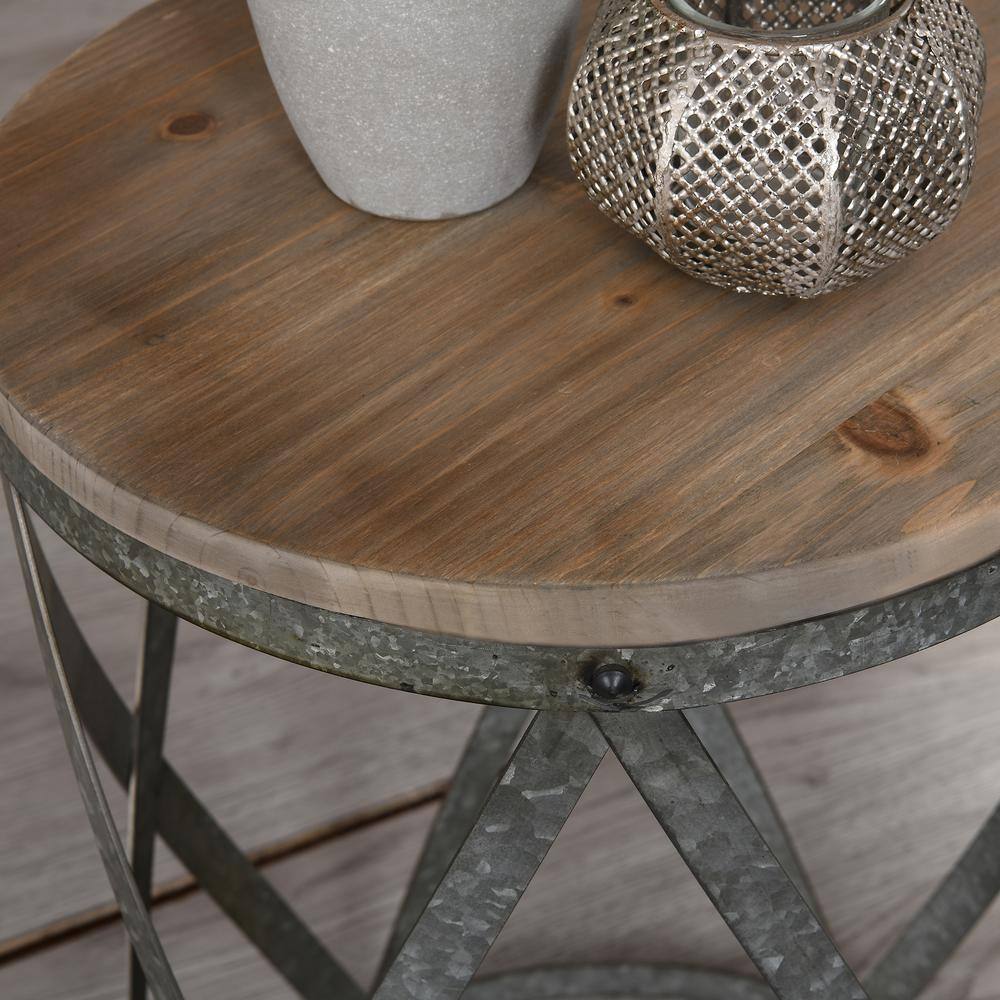 Westbrook Round Wood and Metal End Table