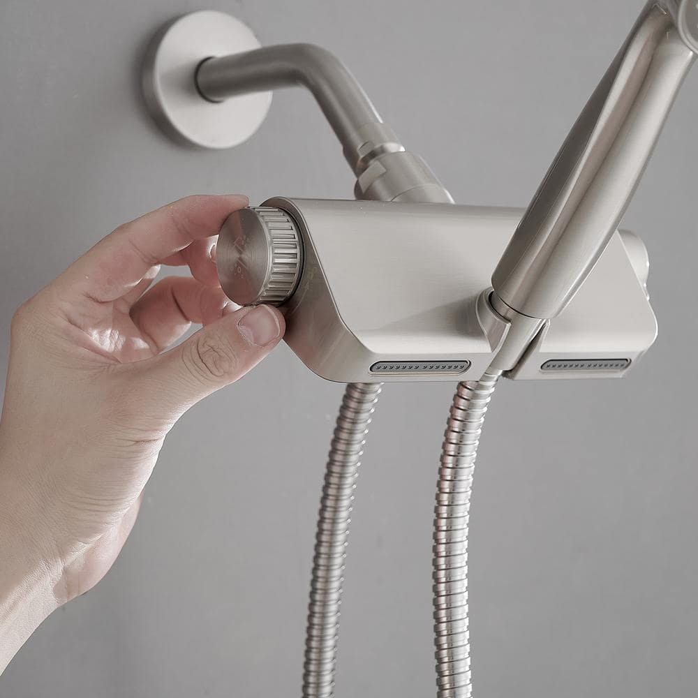 Brushed Nickel Dual Shower Head with Handheld and Filter