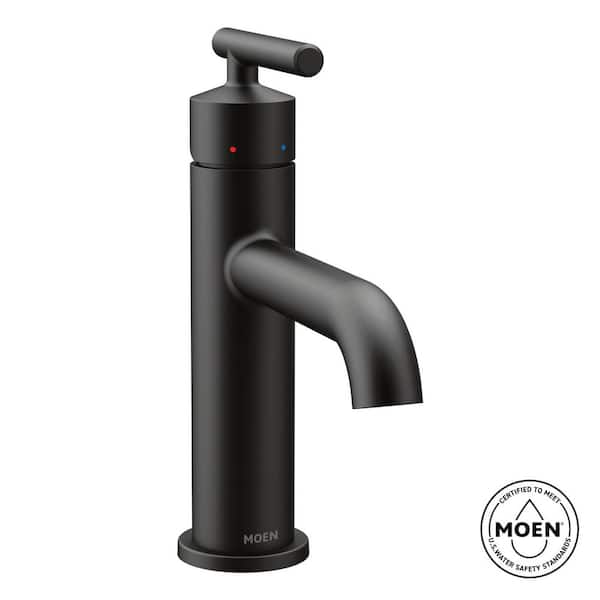 MOEN Gibson Single Hole Single-Handle Bathroom Faucet with Drain Assembly in Matte Black