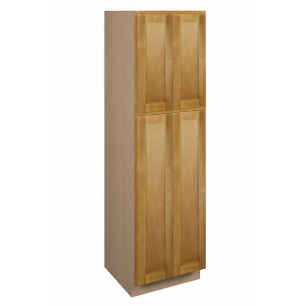 Aberdeen Recessed 24 in. W x 90 in. H x 24 in. D in Caramel Plywood Assembled Pantry Cabinet