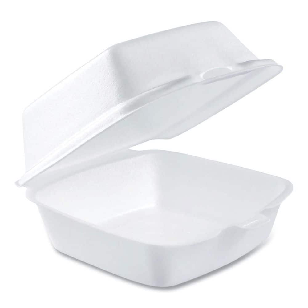 5.38 in. x 5.5 in. x 2.88 in. White Foam Hinged Lid Containers (500-Carton)
