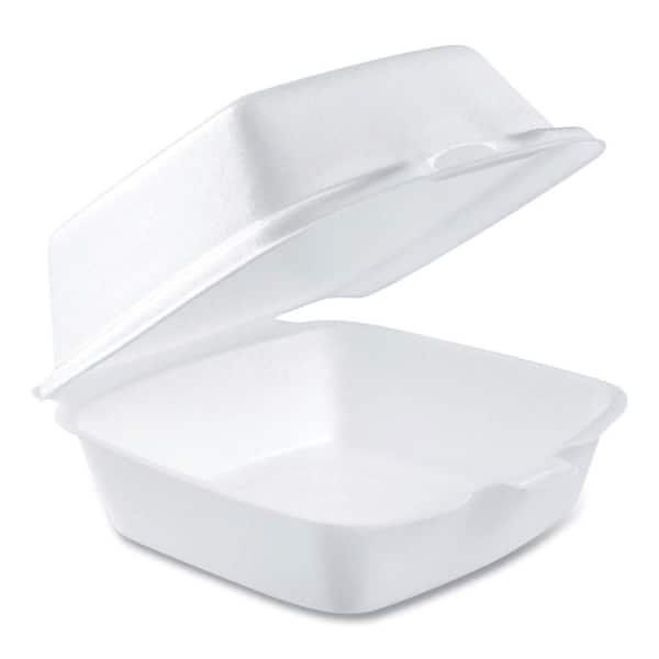 DART 5.38 in. x 5.5 in. x 2.88 in. White Foam Hinged Lid Containers (500-Carton)