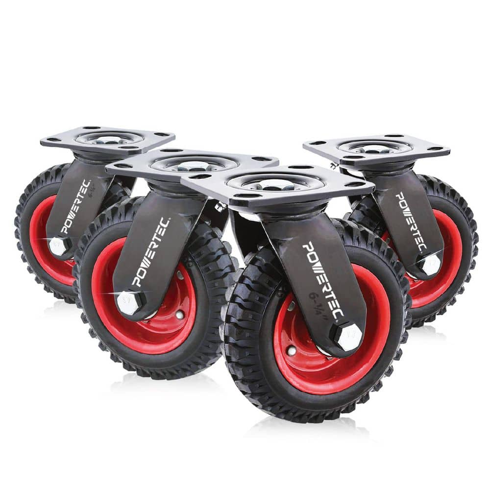 6 in. Swivel Plate Caster Wheels, Heavy-Duty Plate Casters with Rubber Knobby Tread for Workbench, Dolly, Cart (4-Pack) price history on PriceWatchPro