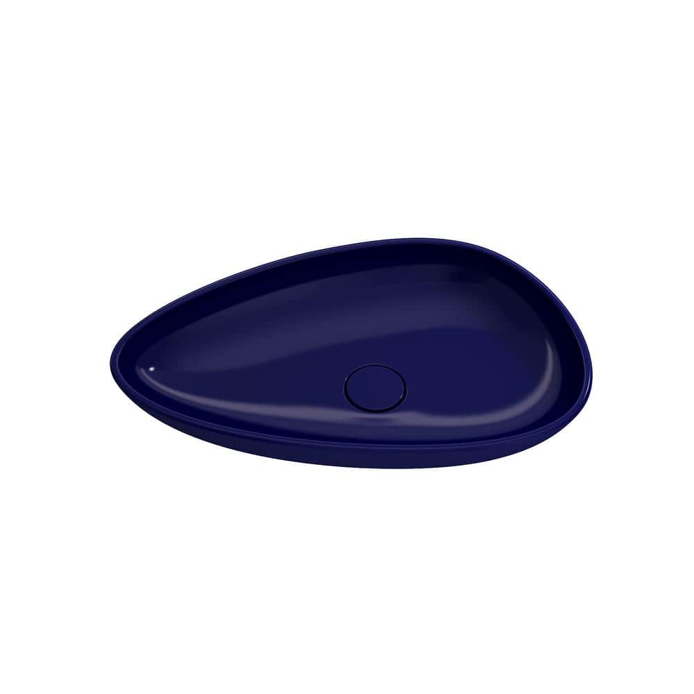 Sapphire Blue Ceramic Palette Shaped Vessel Sink