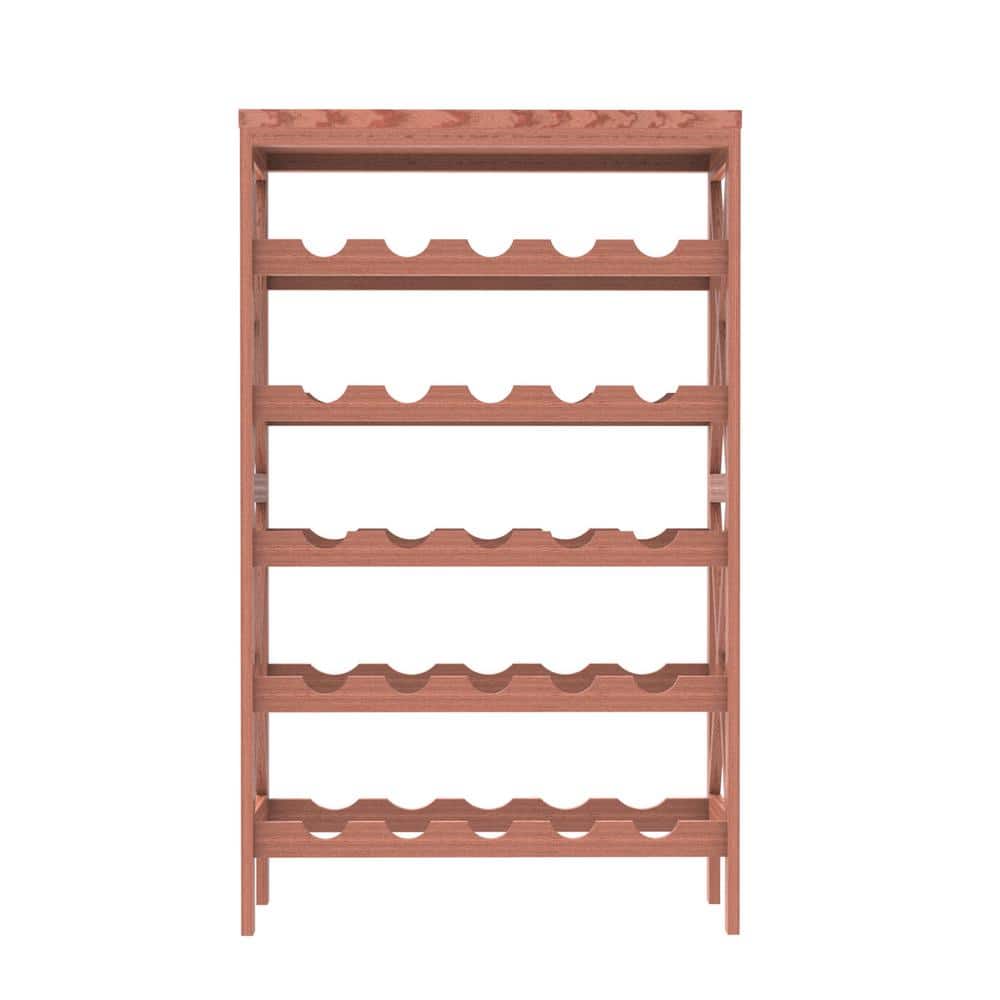 Rustic Brown 25-Bottle Solid Wood Freestanding Wine Rack