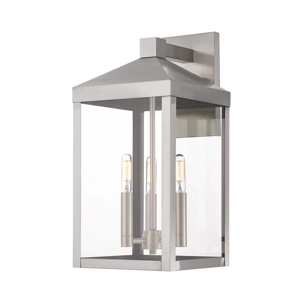 Livex Lighting Nyack Collection 3Light Brushed Nickel Outdoor Wall