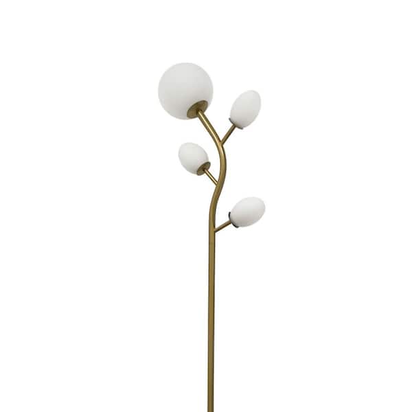 68 in. 4-Light Modern Gold Standing Tall Tree Floor Lamp With Frosted Glass Shade (Include 4 LED Bulbs)