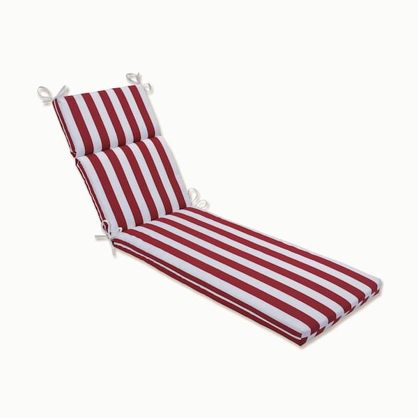 Pillow Perfect 21 x 28.5 Outdoor Chaise Lounge Cushion in Red/White Midland