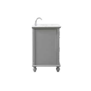 Timeless Home 42 in. W Single Bath Vanity in Grey with Marble Vanity Top in Carrara with White Basin