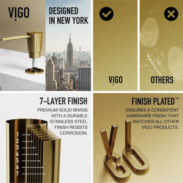 VIGO 10 oz.Kitchen Soap Dispenser in Matte Brushed Gold VGSD003MG