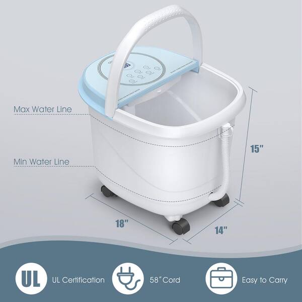 Costway Foot Spa Bath Tub with Heat, Bubbles and Electric Massage Rollers  in Blue EP24835BL - The Home Depot