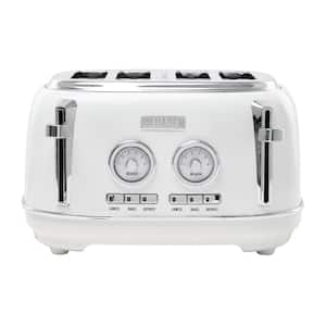 Dorset 1500-Watt 4-Slice Ivory White Wide Slot Retro Toaster with Removable Crumb Tray and Browning Control