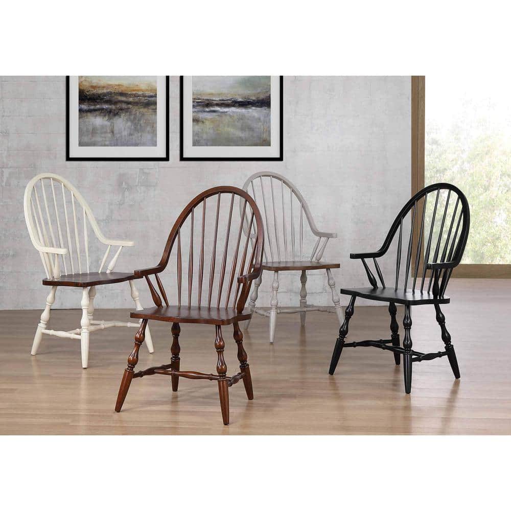 Light Gray Solid Wood High Windsor Arm Chair