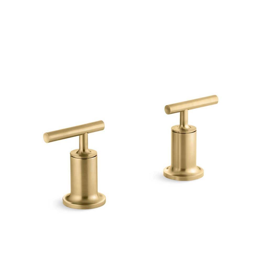 Elegant Vibrant Brushed Moderne Brass Wall-Mount Tub Faucet Lever Handles