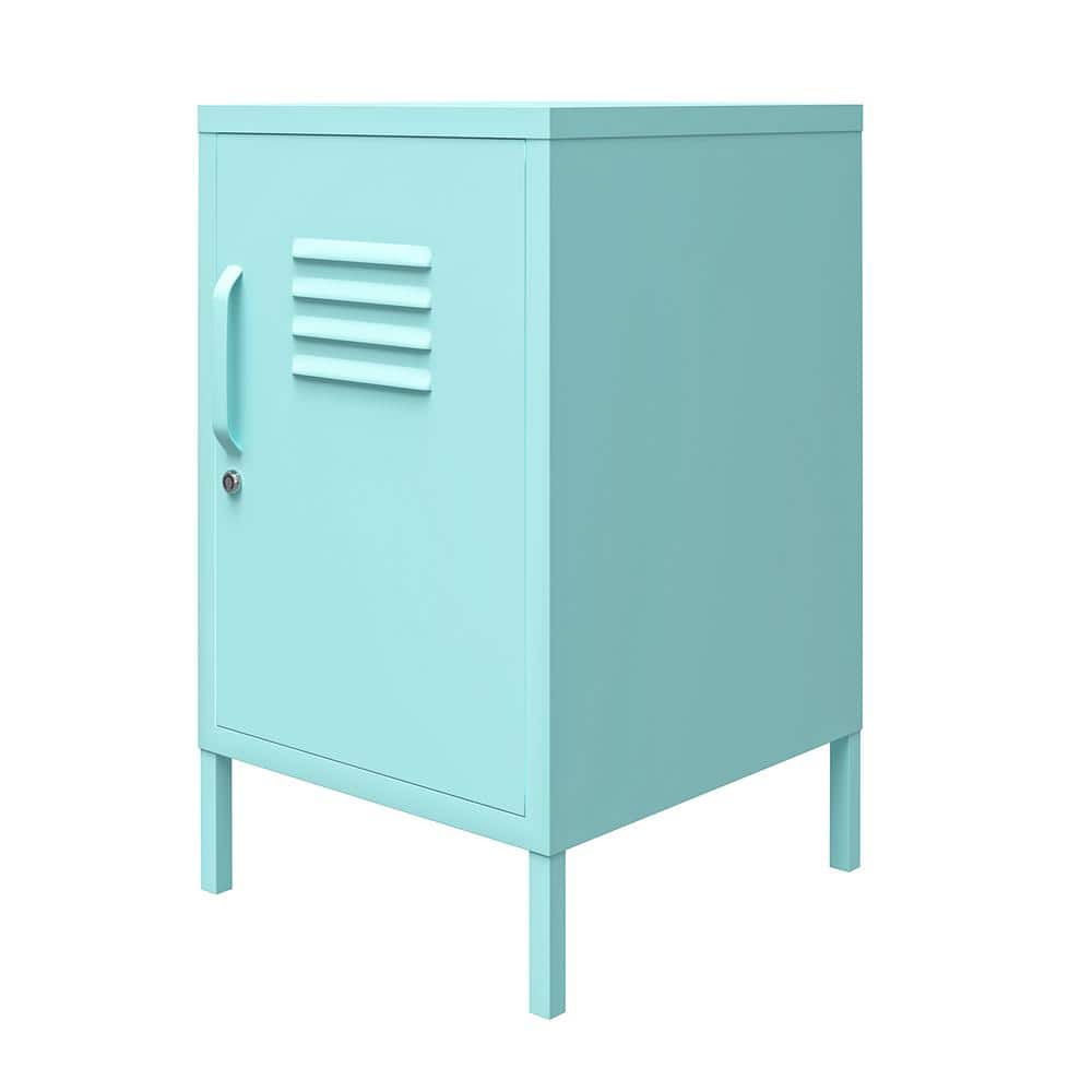 Mint Metal Locker End Table with Storage
