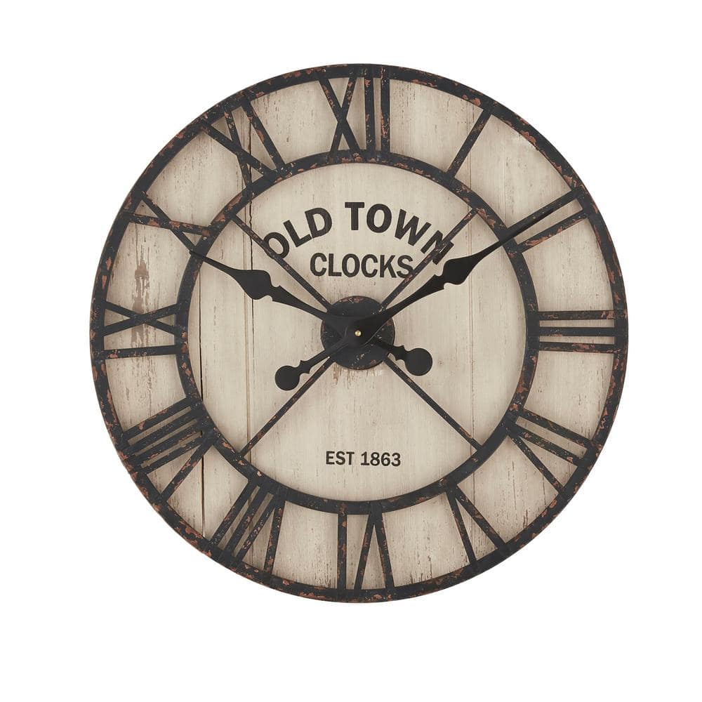 Home Decorators Collection Rustic Black Metal And Natural Shiplap  Decorative Wall Clock (23 In.) 20Bc103B2E - The Home Depot