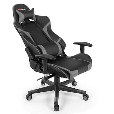 Massage Grey Gaming Chair Reclining Swivel Racing Office Chair with Lumbar Support