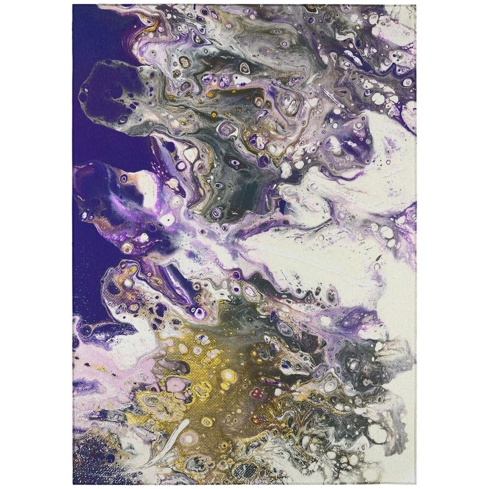 Karina Purple 9 ft. x 12 ft. Geometric Indoor/Outdoor Area Rug