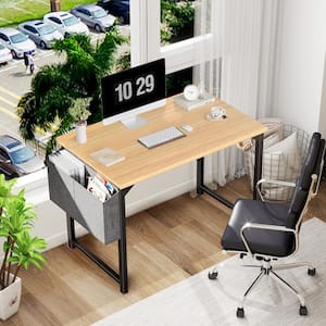 31.5 in. Rectangular Oak Computer Desk Home Office Writing Desk with Storage Bag, Hook