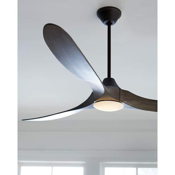 Generation Lighting - Maverick Max LED 70 in. Integrated LED Indoor/Outdoor Aged Pewter Ceiling Fan with Light Grey Weathered Oak Blades