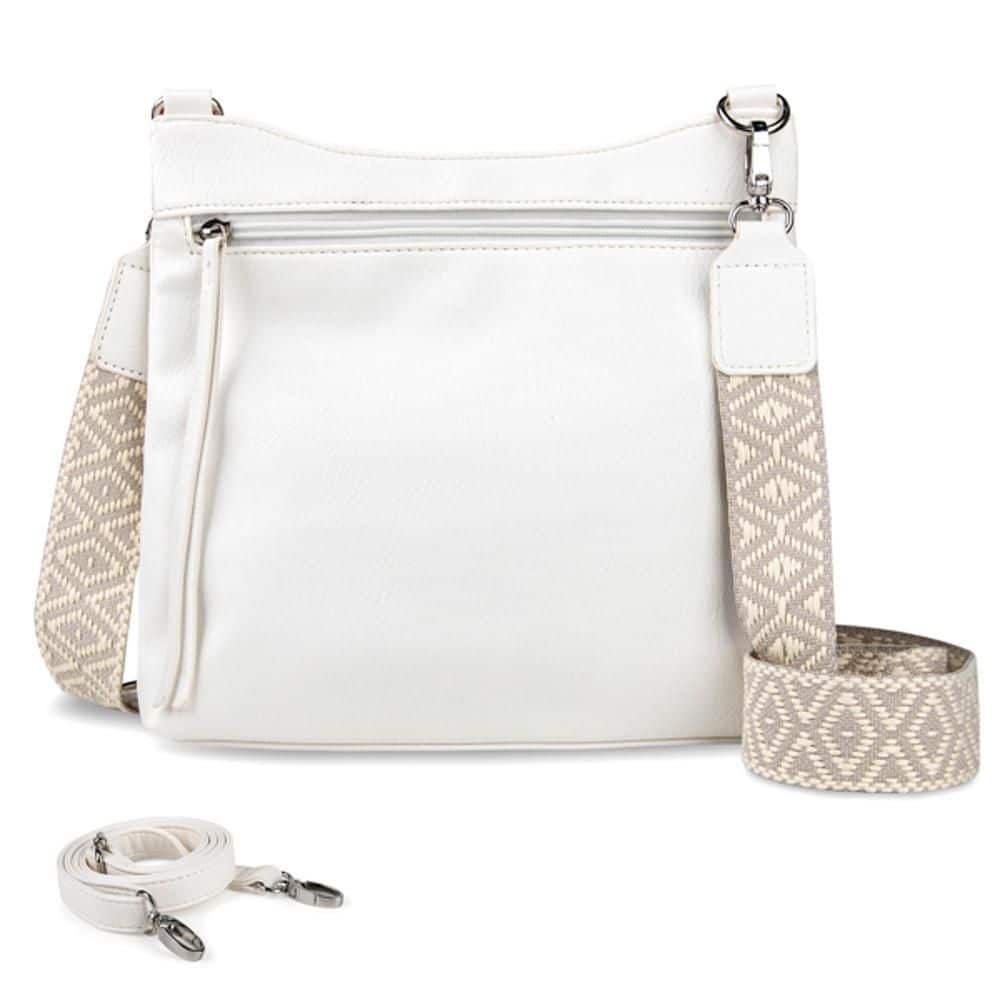 White Vegan Leather Tote Bag, Crossbody Bags for Women with 2 Adjustable Straps, Multi Pocket Small Cross body Purse price history on PriceWatchPro