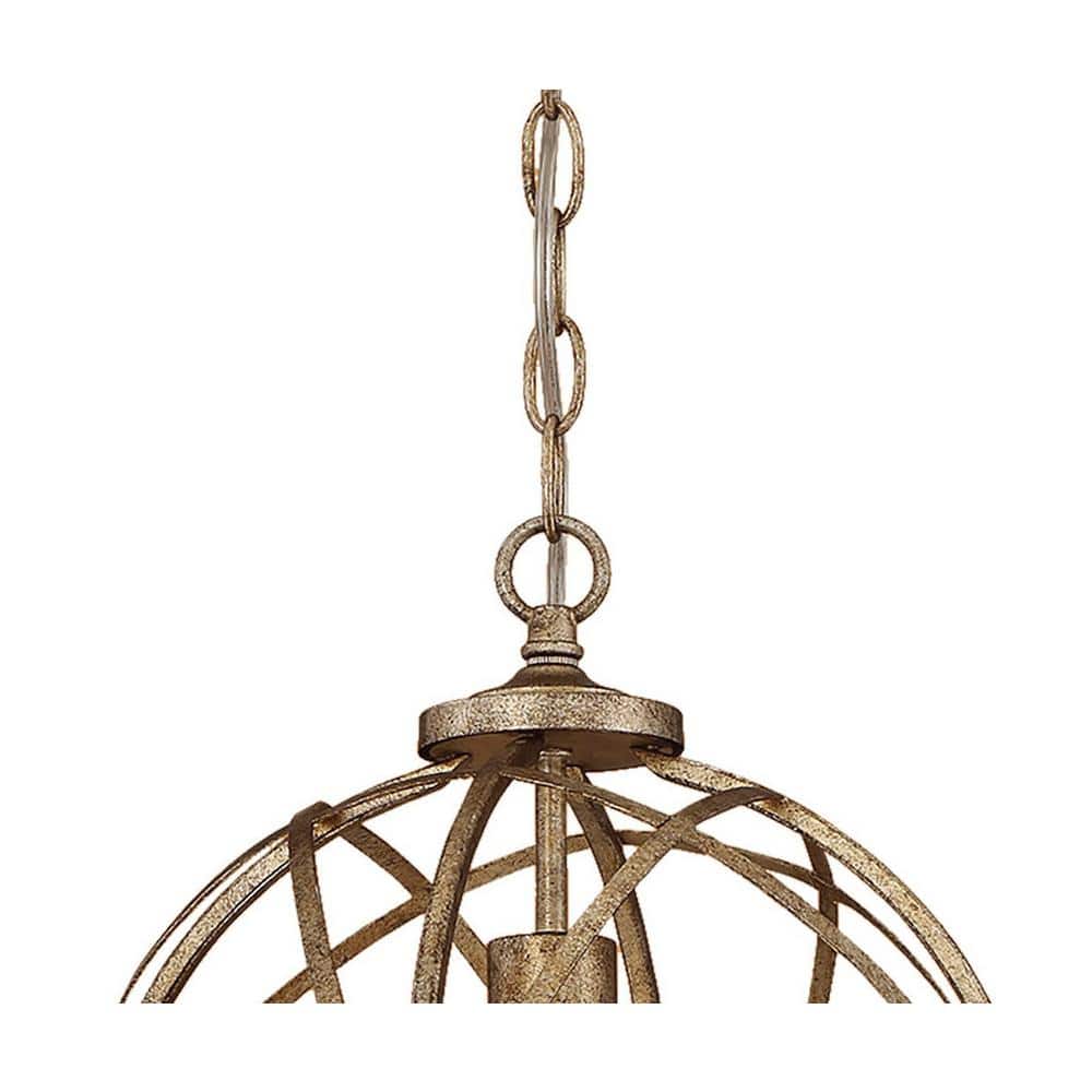 Vintage Gold Glass Globe Pendant Light