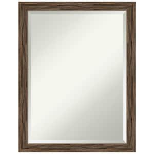 Regis 26.62 in. x 20.62 in. Rustic Rectangle Framed Barnwood Mocha Narrow Bathroom Vanity Wall Mirror