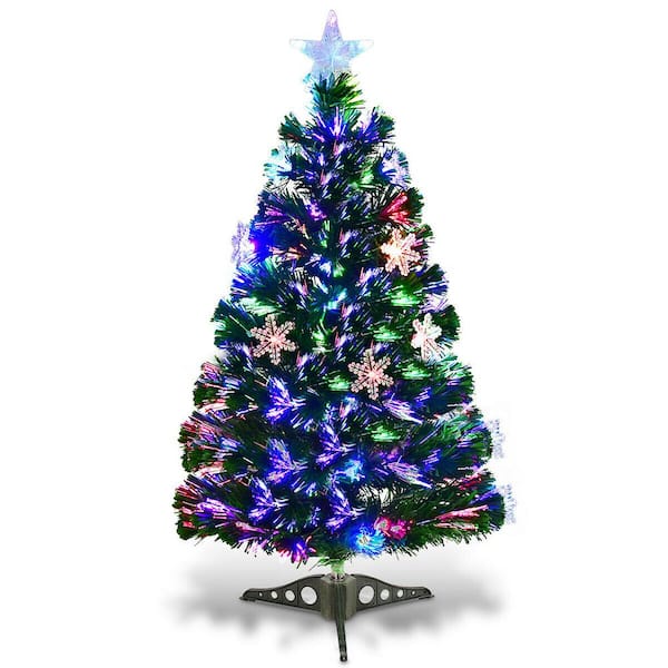 [ Timer & 12 Modes ] 3 Ft Green Christmas Tree with DIY 50 Warm White &  Multi Color Lights 15 Ball Ornaments 3D Star Remote Control Battery  Operated