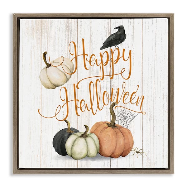Stupell Industries Rustic Happy Halloween by Deane Beesley 1-Piece Floater Frame Graphic Print Typography Poster Art Print 18 in. x 18 in.