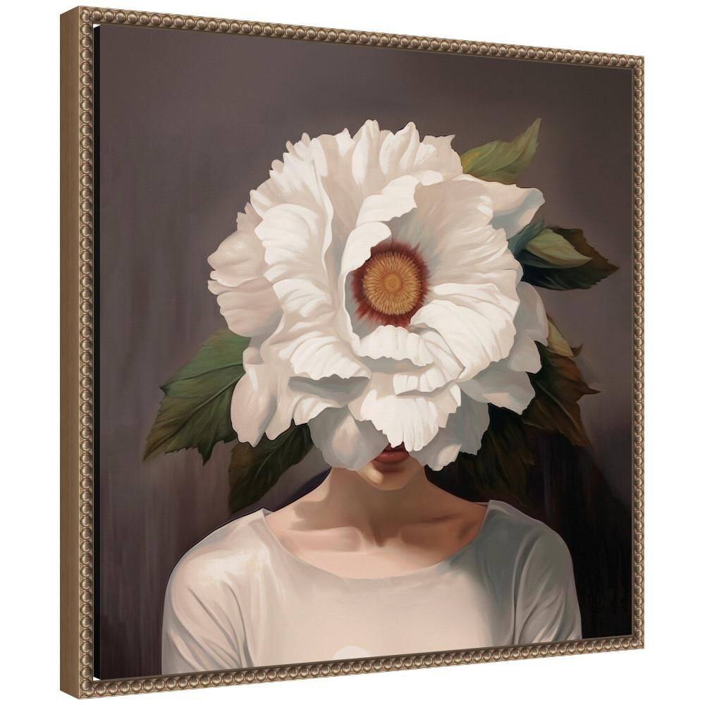 "Sylvie ""White Flower Woman Portrait"" by The Creative Bunch Studio Beaded Gold Framed Art Print 22 in. x 22 in." price history on PriceWatchPro