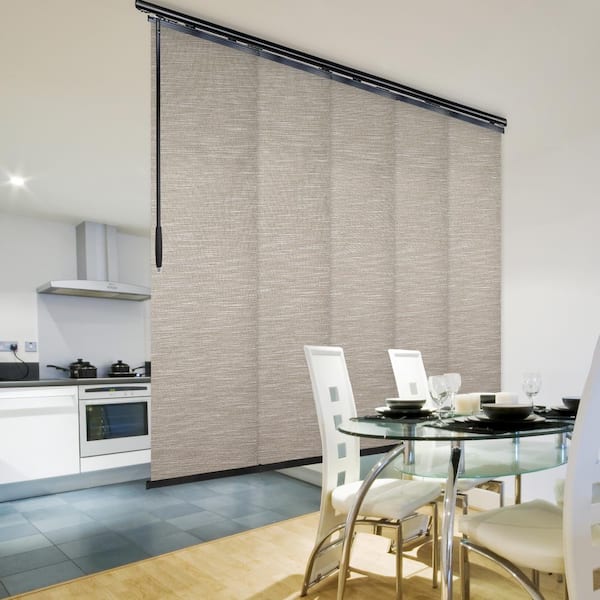 EMOH Hemp 58 in. - 110 in. W x 94 in. L Adjustable 5- Panel in Black Single Rail Panel Track with 23.5 in. Slates