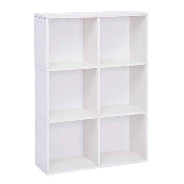 Way Basics Tribeca 6 Cubby zBoard  Eco Bookcase, Tool-Free Assembly Storage Organizer in Pearl White