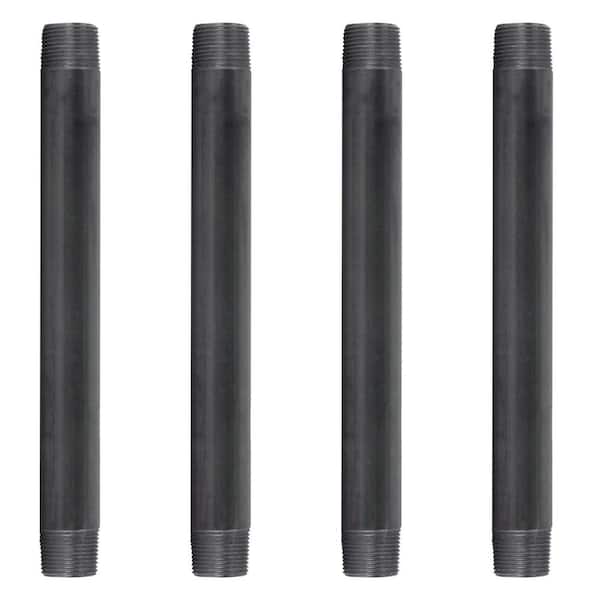 1 in. x 12 in. Black Industrial Steel Grey Plumbing Nipple (4-Pack)