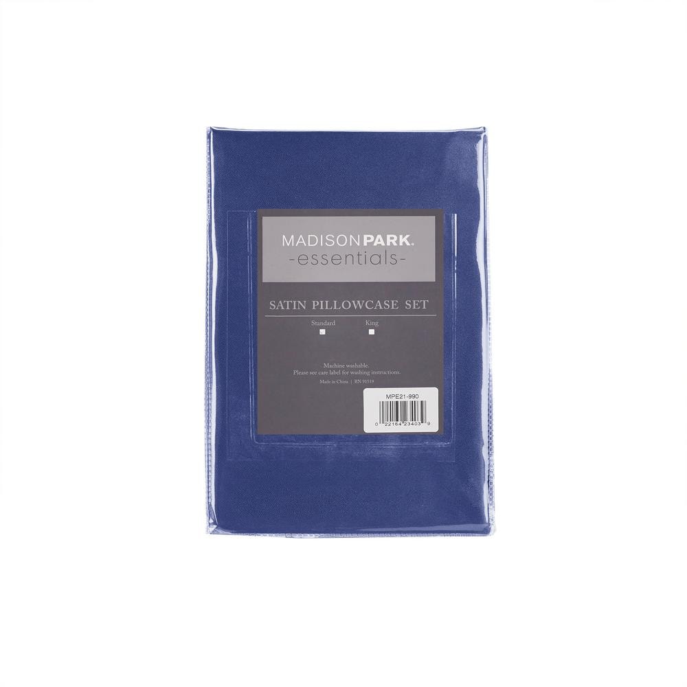Navy Satin Standard/Queen Pillowcase Set