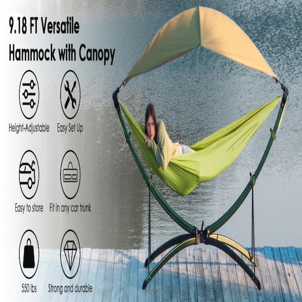 Portable Outdoor Garden Hammock with Quick-Fold Stand and